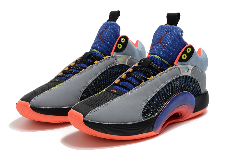 Air Jordan 35 Grey Black Blue Orange Shoes - Click Image to Close